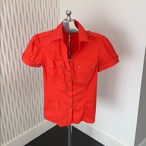 Express Coral Short Sleeved Button Shirt